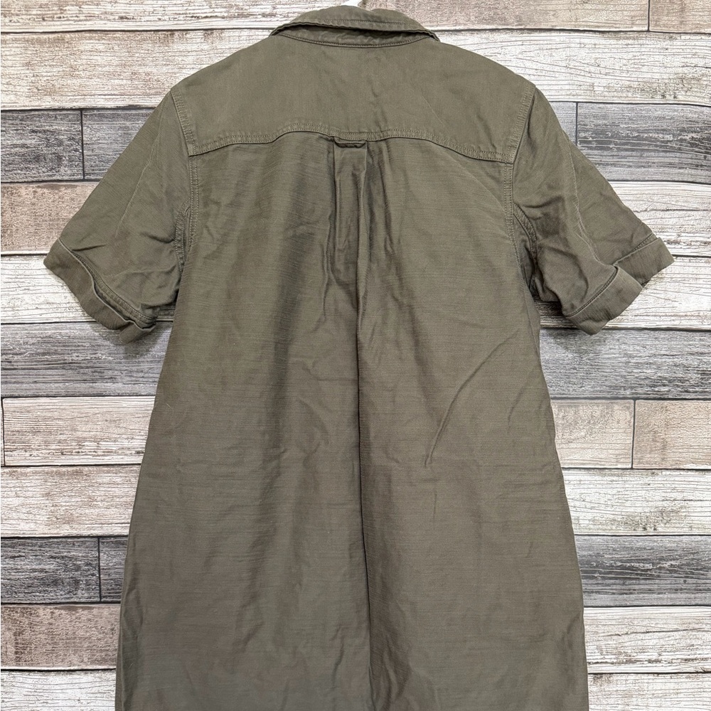 Duluth Trading Canvas Shirt Dress Women’s L Green Heavyweight 100% Cotton - Picture 5 of 8